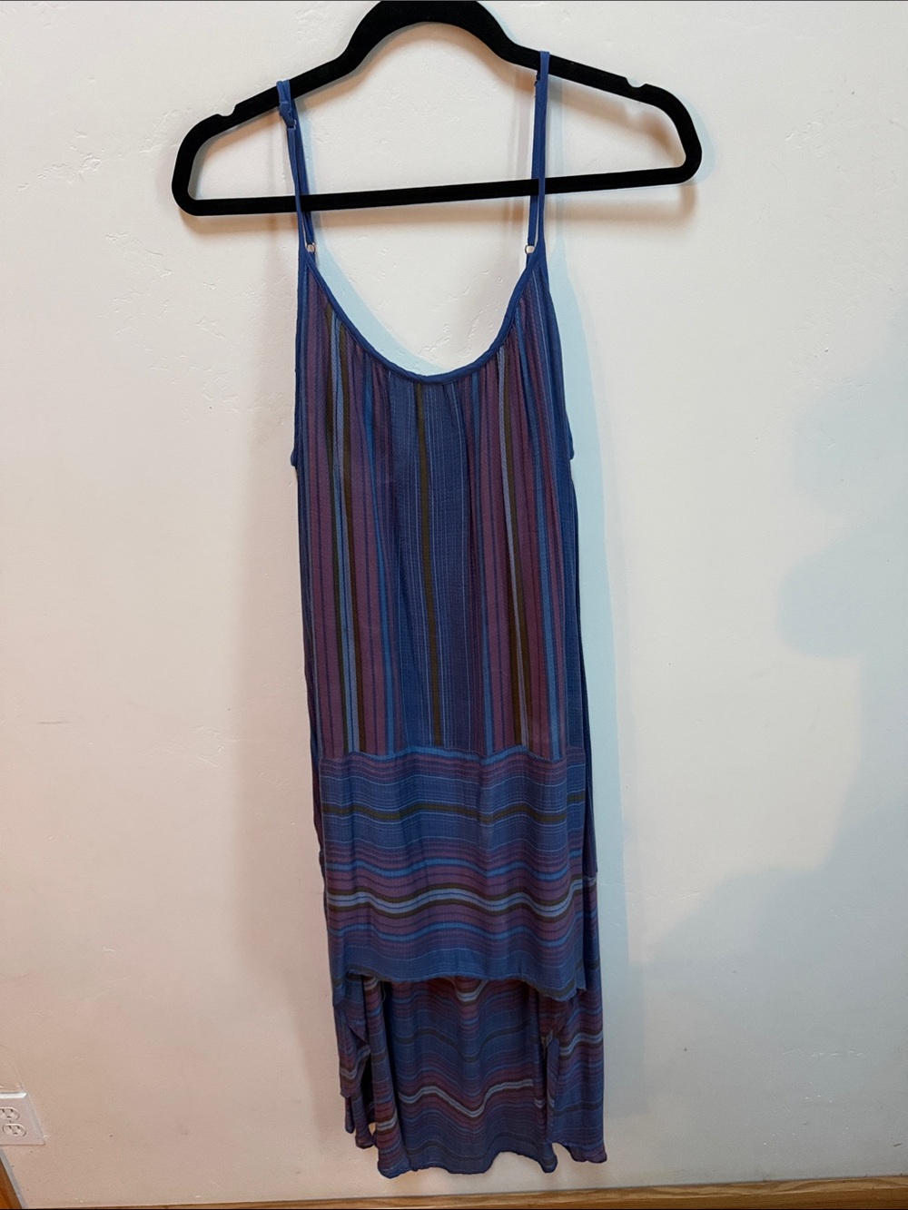 lovestitch Blue Multicolor Striped High-Low Maxi Dress